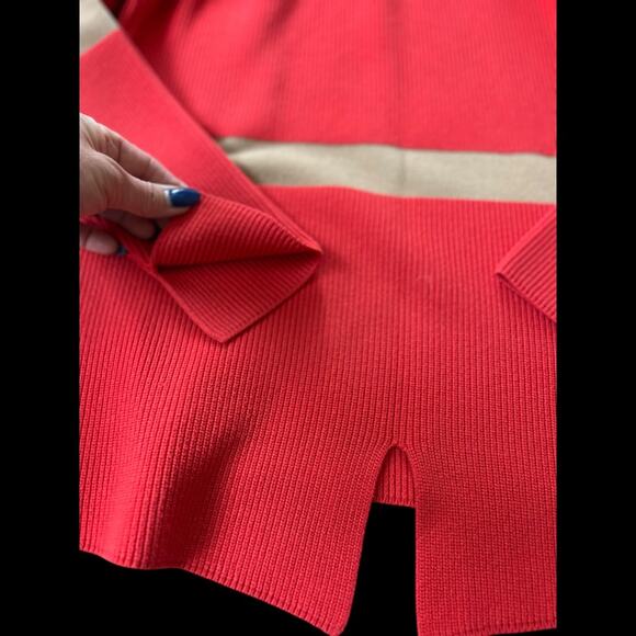 EUC Per Se By Carlisle Orange/Red & Tan Ribbed Sweater Size Large - Picture 3 of 7